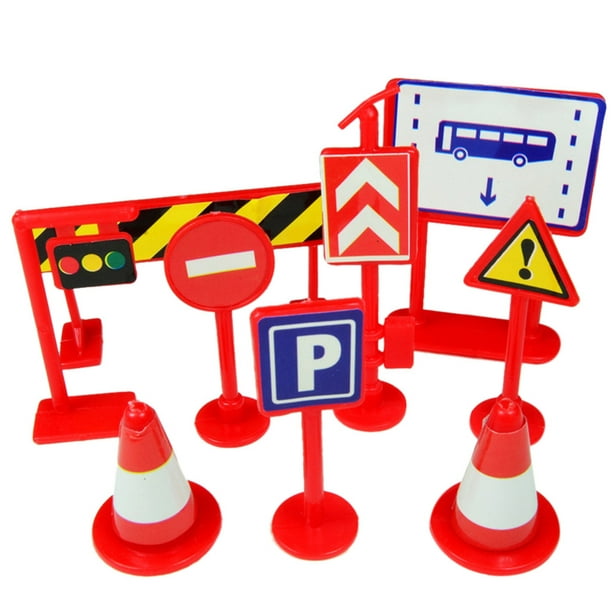 28Pcs Car Accessories Traffic Road Signs Kids Children Play Learn Toy Game USA U